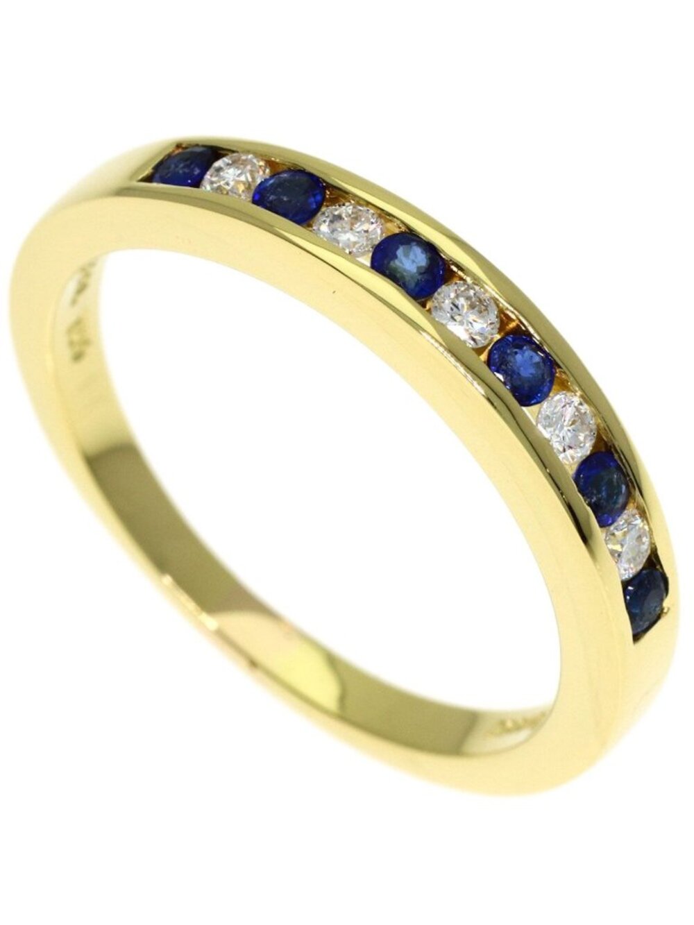 Tiffany & Co Half Eternity Sapphire Diamond Ring 18k Yellow Gold